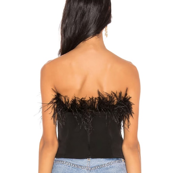 LPA Aida Strapless Top in Black with Feathers - Picture 3 of 5